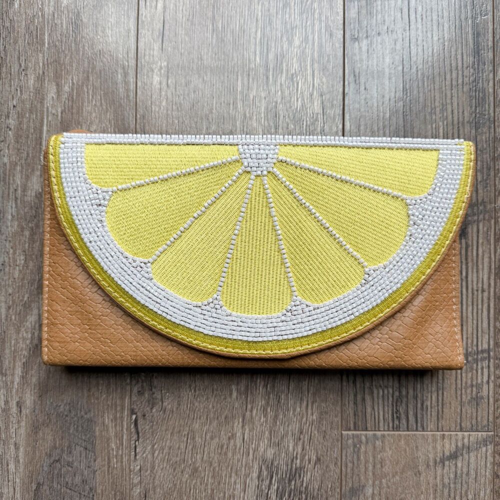 NWT A New Day Lemon Beaded Tri Fold Jewelry Organizer Travel Summer Gift Case